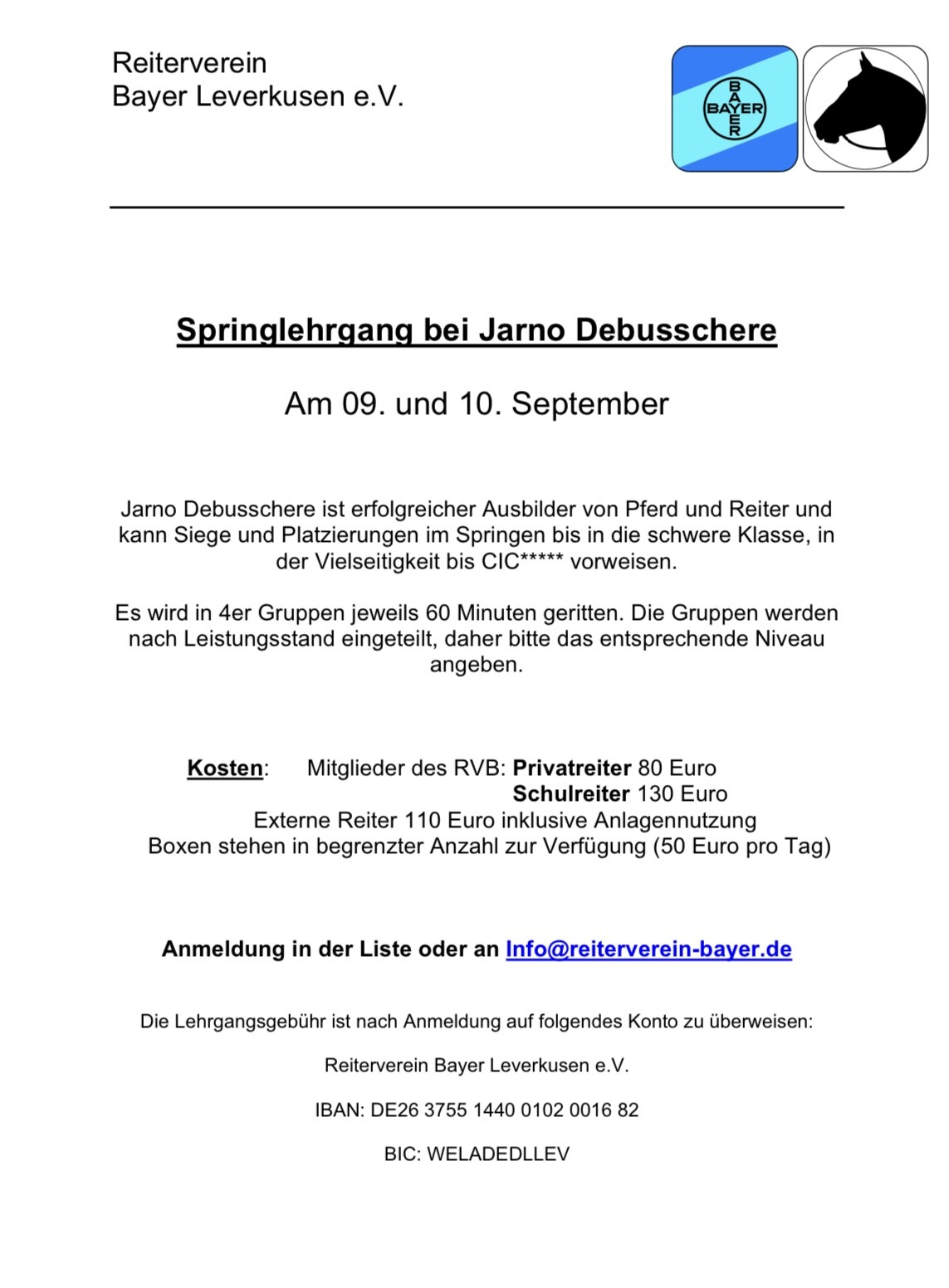 Springlehrgang mit Jarno Debusschere