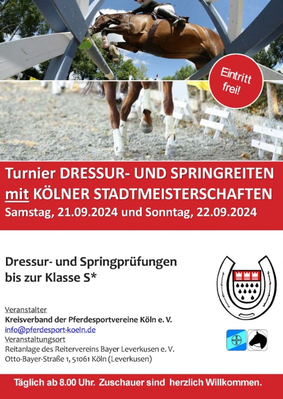 Kölner Stadtmeisterschaften des Kreisverbands der Pferdesportvereine Köln e.V. -Abgesagt durch den Veranstalter